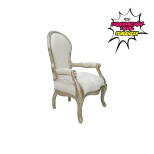 Silla Isabelina en oferta, Silla Isabelina para sala, en madera pintada en Poliuretano color dorado y tapizada en tela beige. Silla Isabelina antigua, Silla Isabelina en Bucaramanga, Silla Isabelina moderna. Muebles en oferta en Bucaramanga