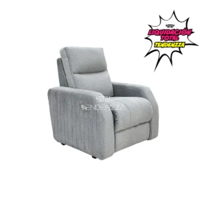 Reclinables en oferta. Silla Reclinable Delfos color gris, con sistema eléctrico para levantar los pies. Tapizado en tela repelente al agua y de fácil limpieza. Silla reclinable eléctrica. Reclinables en Bucaramanga.