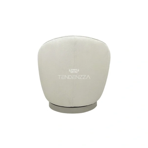 Vista posterior de la Silla auxiliar Manhattan, Silla auxiliar redonda para la sala con base giratoria y tapizada en tela tejida look especial y estampado de flores, Silla Auxiliar beige, Silla auxiliar en Bucaramanga, Sillas auxiliares modernas. Muebles en oferta en Bucaramanga