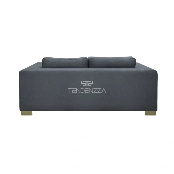 Vista posterior del Sofá de 2 puestos para la sala principal. Sofá Amsterdam de 2 puestos tapizado en tela de apariencia cuero color negro. Sofá de 2 plazas, Sofá de 1.80 mts, Sofá de dos puestos modernos, Sofás en Bucaramanga. Muebles en oferta en Bucaramanga