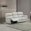 Sofá Reclinable TENDENZZA de 3 puestos en Cuero natural color gris, con sistema Zero Gravity. Sofá Reclinable eléctrico, Reclinables en Cuero, Muebles Reclinables en Bucaramanga. Sofá para ver TV.