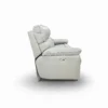 Vista lateral del Sofá Reclinable 3 puestos en Cuero natural color gris, con sistema Zero Gravity. Sofá Reclinable eléctrico, Reclinables en Cuero, Muebles Reclinables en Bucaramanga. Sofá para ver TV. Sofá Reclinable TENDENZZA de 3 puestos