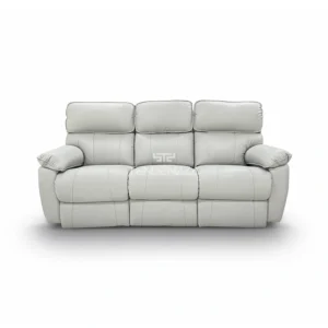 Sofá Reclinable 3 puestos en Cuero natural color gris, con sistema Zero Gravity. Sofá Reclinable eléctrico, Reclinables en Cuero, Muebles Reclinables en Bucaramanga. Sofá para ver TV. Sofá Reclinable TENDENZZA de 3 puestos