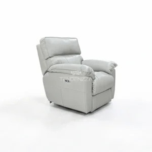 Costado derecho de la Silla Reclinable Tendenzza eléctrica en Cuero natural color gris, con sistema Zero Gravity. Sillón Reclinable eléctrico, Silla Reclinable en Cuero, Silla Reclinable en Bucaramanga, Silla Reclinable 1 puesto