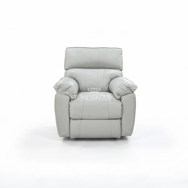 Silla Reclinable eléctrica en Cuero natural color gris, con sistema Zero Gravity. Sillón Reclinable eléctrico, Reclinables en Cuero, Silla Reclinable en Bucaramanga. Silla Reclinable 1 puesto