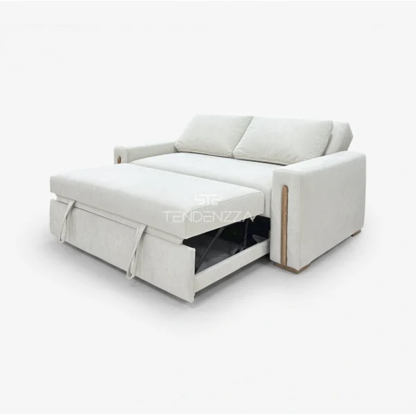 Segunda posición del Sofá Cama Click Alpha, Un Sofá cama doble, práctico para convertirlo en cama y dormir hasta dos personas Sofá cama en Tela color taupé. Sofá cama de 2 puestos. Sofás cama modernos. Sofá cama en Bucaramanga