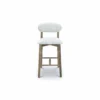 Silla de Barra Alice, Silla de barra para cocina, elaborada en madera Flormorado, con pintura en Poliuretano color natural. Asiento y espaldar tapizado en tela tipo burda. Silla de barra en Bucaramanga, Sillas de barra modernas, silla de barra en madera